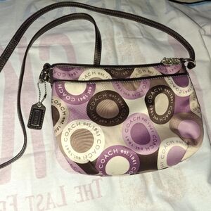 Coach Purple and Brown Signature Crossbody Bag